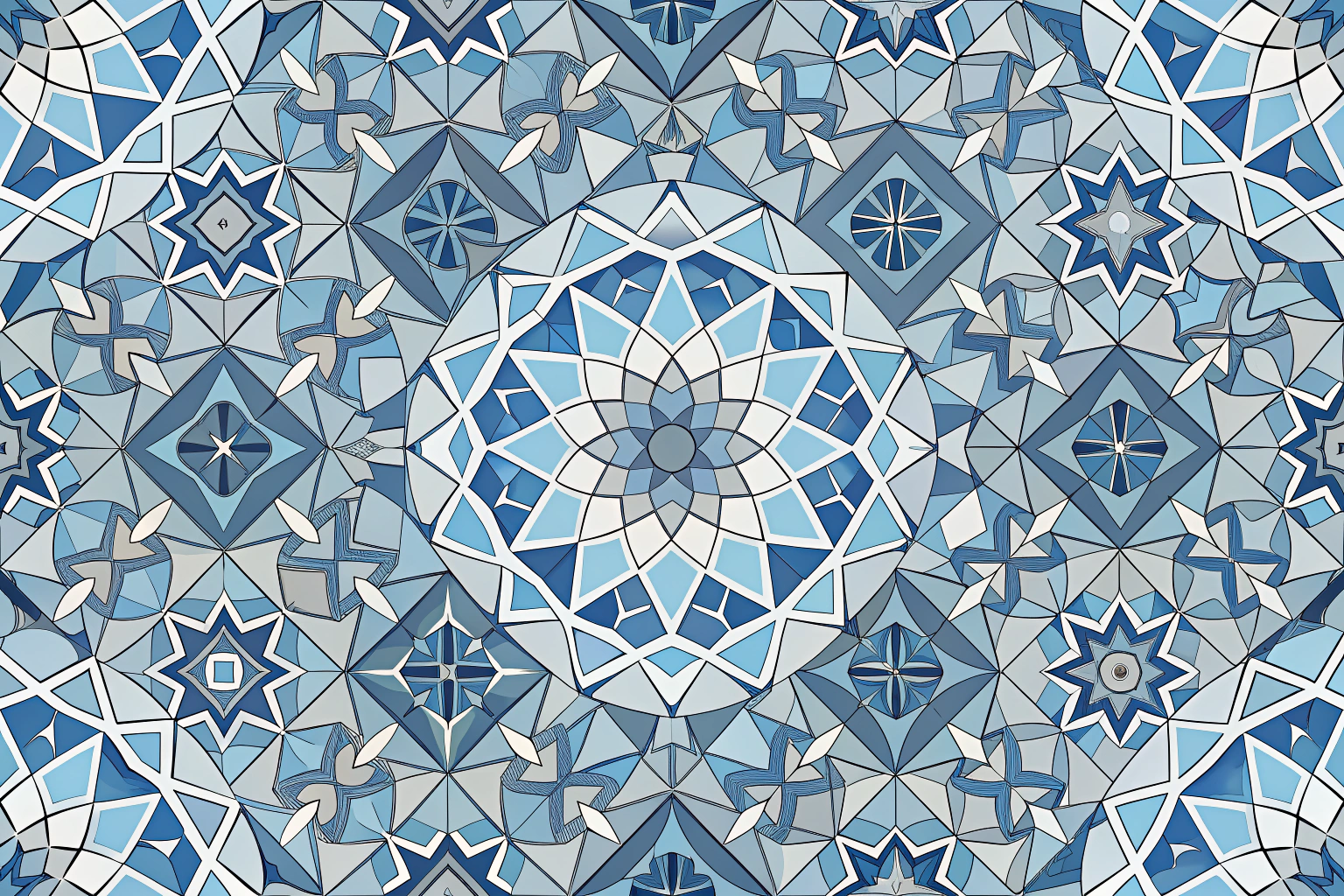 Abstract geometric pattern in soothing blue and gray tones, suggesting order and reliability
